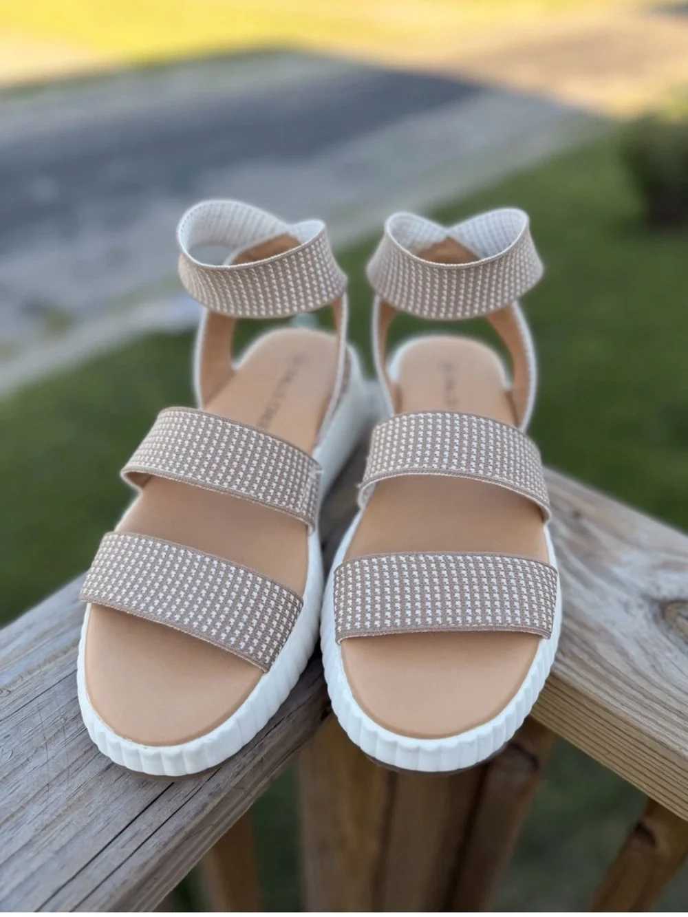 Falls Creek Beige Wedge Sandals for Women